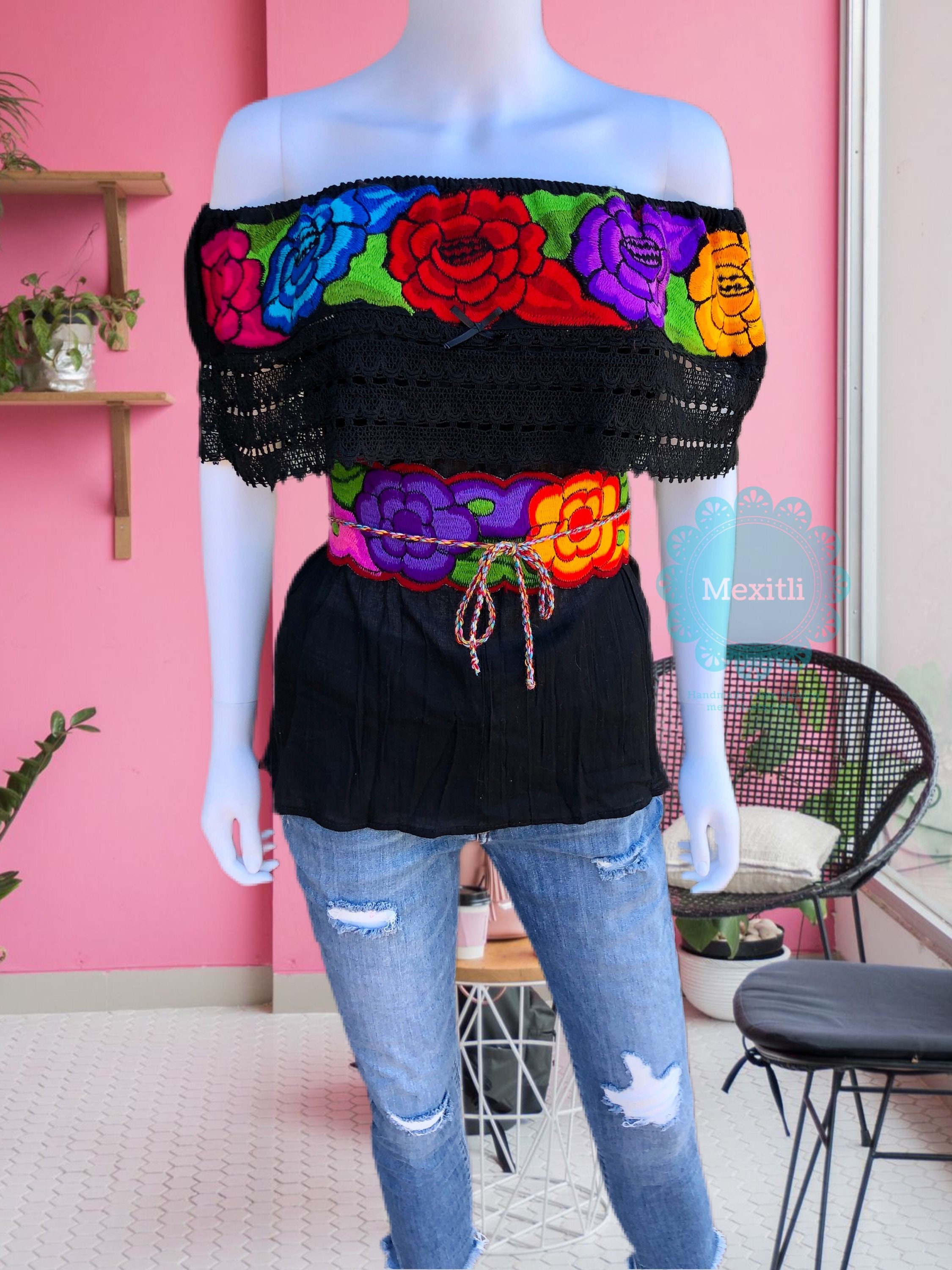 Embroidered Mexican off Shoulder Blouse 
