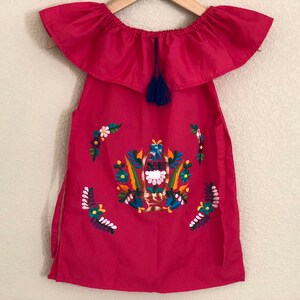 Girls Mexican Floral Embroidered Dress, Vestido Bordado para niña, Fiesta Dress, Cinco de Mayo, Day of the Dead