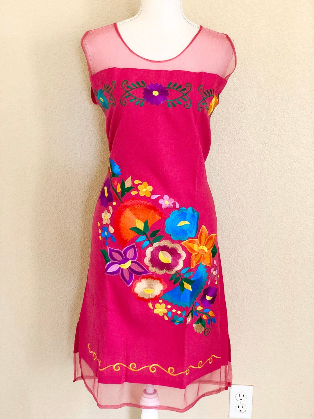 Robe Boho Maxi Femme Brodée Ethnique Mexicaine - Coton - Manches Bouffantes