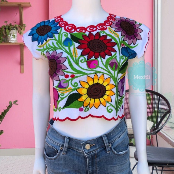 Top Bordado Floral Mexicano Fiesta Cinco de Mayo de - Etsy México