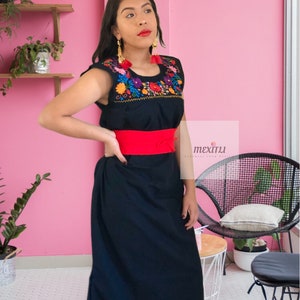 Maxi Vestido Mexicano, Vestido Bordado a Mano, Vestido Mexicano Bordado, Vestido Fiesta, Vestido Chiapas, Vestido Largo Mexicano
