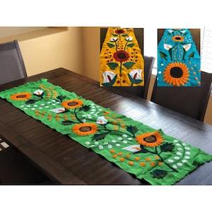 Girasol tejido a mano bordado mexicano table runner, corredor de mesa de girasol, Corredor de Mesa, Camino de Mesa Chiapas
