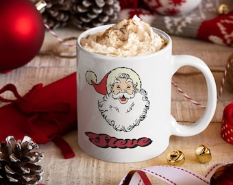 Personalized Christmas Mug Cute Christmas Mug Funny Secret Santa Gift Santa Claus Custom Name Hot Cocoa Holiday Gift Idea Coffee Mug Tea Cup