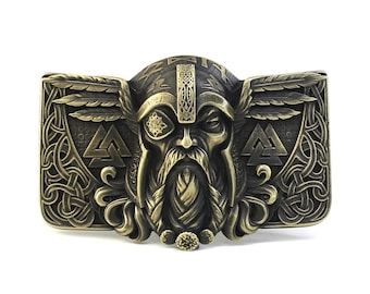 Belt Buckle "Odin" Dwarfus viking Ragnarok Hugin Munin Sleipnir Gungner exclusive design vintage style made in Ukraine solid brass Yggdrasil