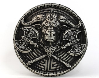 Minotaurus labyrinth schnalle silber, Zwerg, handgefertigt, ein Symbol für Mythologie, antike Krieger Geist, die Ukraine stolz gemacht für wahre Helden