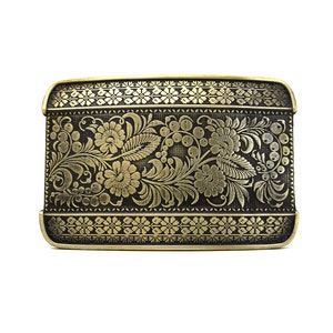 Belt Buckle &quot;Petrakivka&quot; by Dwarfus Ukranian ornament Vintage style solid brass metal from Ukraine handmade gift present exclusive design