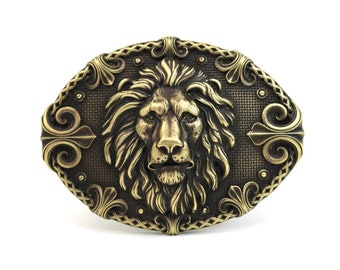 Belt Buckle " Lion King " by Dwarfus high quality brass exclusive design made in Ukraine leather skin vintage style gift present animal cat