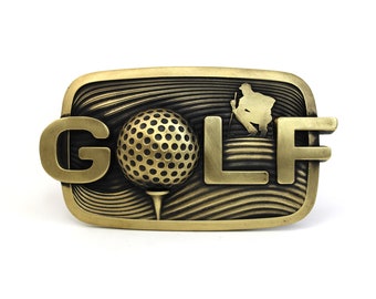 Gürtelschnalle "Golf N1" von Dwarfus hochwertiges Messing exklusives Design hergestellt in der Ukraine Leder Vintage-Stil Geschenk exelent Sportball