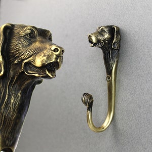 Gancho de pared de latón con forma de perro "Labrador" de Dwarfus (Ucrania), perchero para accesorios de cocina, sombreros, ropa, baño, animal vintage, retriever.