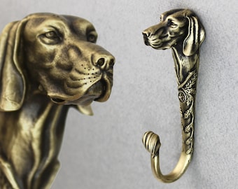 wall hook "Kurzhaar" by Dwarfus hanger vintage furniture solid brass for clothes kitchen German shorthaired pointer hunting dog animal