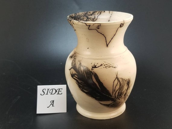Decorative Feather Raku Vase Etsy