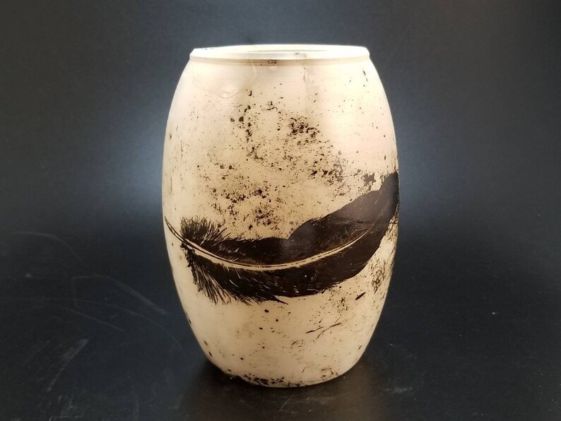 Decorative Raku Feather Vase Etsy