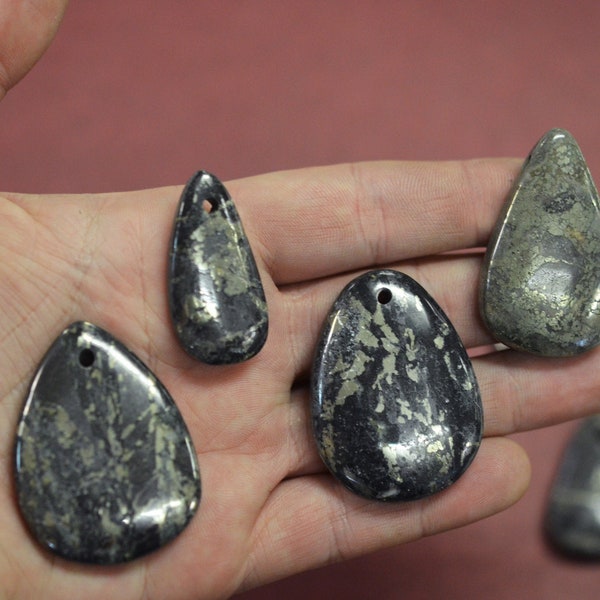 Pyrite with Magnetite Cabochon, Healers Gold, Drilled Holes, Lot