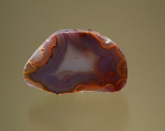 Cut and Polished Laguna Agate Slice, Quartz variant Chalcedony, Laguna Agate from Mexico, Awesome finish with Purple and Red Banding