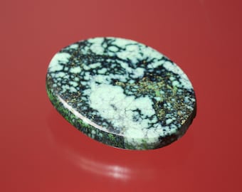 Variscite Cabochon, Polished Oval Variscite Jewelry Piece from Utah, Light Green color with Dendritic Pattern Variscite