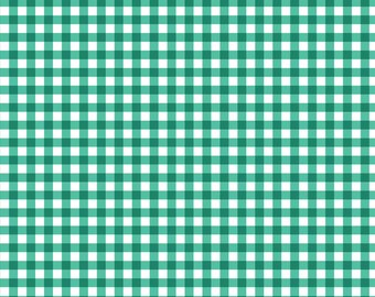 Green Gingham Fabric - 100% Cotton, 44" Wide, Sold By The Yard