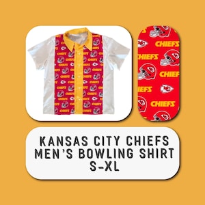 NFL Kansas City Chiefs Retro Men’s Bowling Shirt - Red/Gold/ Football/American Football/Super Bowl Champions/Professional Football/Mahomes