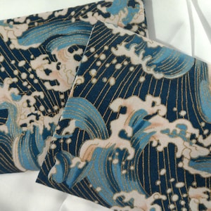 Gold Foil Ocean Waves Cotton Fat Quarter – Asian Inspired - Quilting Craft Fabric 18"X21"