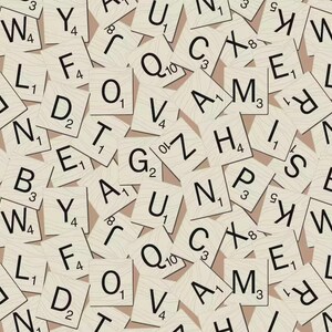 Fat Quarter - Scrabble-Style Letter Tile Print in Neutral Tones – Quilting & Craft Fabric 18 X 21 Inches