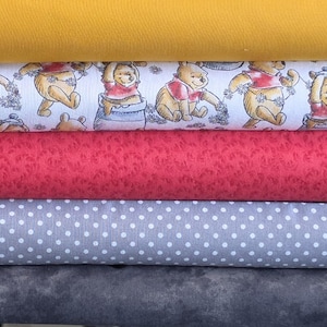 Winnie the Pooh Fat Quarter Bundle | Premium Classic Pooh Fabric Pack | Nursery FQ Pre-Cut Stack