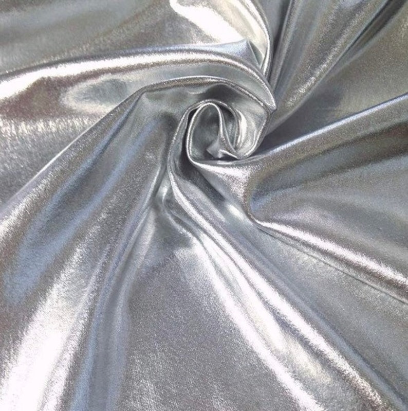4 Way Stretch Silver Foil Lame Spandex