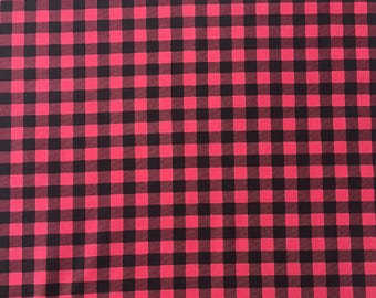 Red Black Buffalo Check Cotton Fabric | Farmhouse Plaid Quilting Material