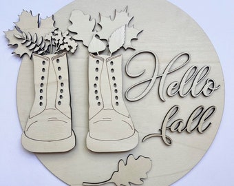 Hello Fall BLANK Sign | Unfinished Wood Door Hanger | DIY Craft