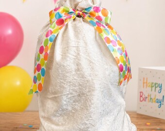 Large Reusable Velvet Gift Bag, Handmade, Lined, Reversible, Includes Ribbon