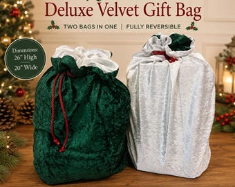 Large reversible velvet gift bag | Christmas |