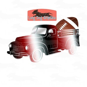 Game Day Football Truck Digital File, PNG and EPS Files for Sublimation or Print and Cut, Crimson, Black, White Truck, Old Pick Up Truck