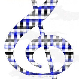 Royal Blue Plaid Treble Clef Digital Image, School Color Plaid, Treble Clef PNG EPS Clip Art, Derechos comerciales incluidos
