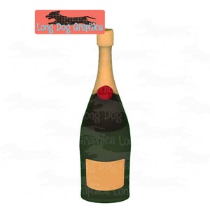 Champagne Bottle Digital Image, Champagne Clip Art, Sublimation, Print and Cut, PNG, ClipArt, Cut File