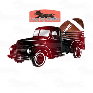 Garnet and Black Game Day Football Truck Digital File, PNG and EPS Files for Sublimation or Print and Cut, Ombre Truck, Old Pick Up Truck
