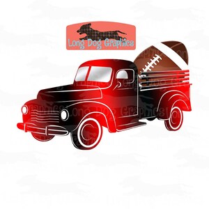Red and Black Game Day Football Truck Digital File, PNG and EPS Files for Sublimation or Print and Cut, Ombre Truck, Old Pick Up Truck