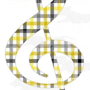 Gold Plaid Treble Clef Digital Image, School Color Plaid, Team Spirit, School Spirit, Treble Clef PNG EPS Clip Art