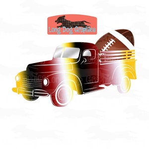 Game Day Football Truck Digital File, PNG EPS Files for Sublimation or Print and Cut, Crimson, Black, Gold, White Truck, Old Pick Up Truck