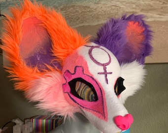 OOAK Waterproof 3d Printed Alchemy Wolf Full Face Costume Mask -- Therian, Furry, LARP, Renaissance Fair, Cosplay