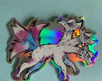 4" Transgender Pride Cerberus Wolf Holographic Vinyl Sticker