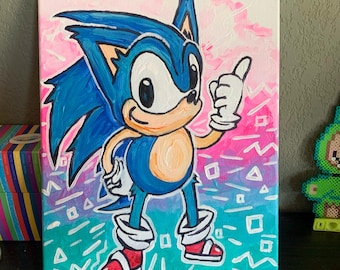 Original Furry Anthro Artwork - Retro Blue Hedgehog