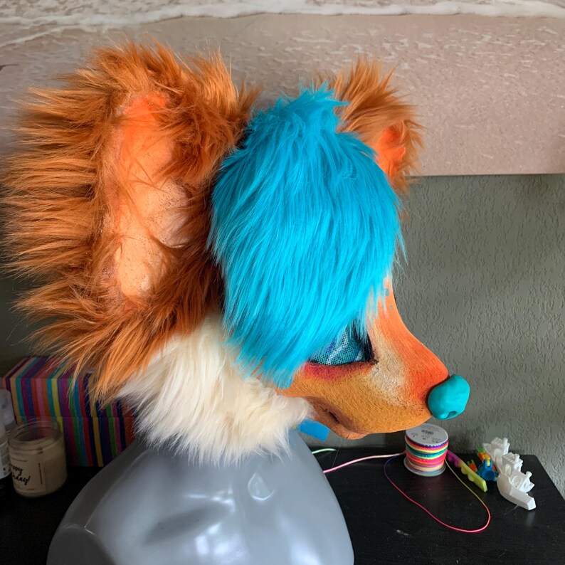 OOAK Turquoise Rust Full Face Fox Waterproof 3d Printed Costume Mask ...