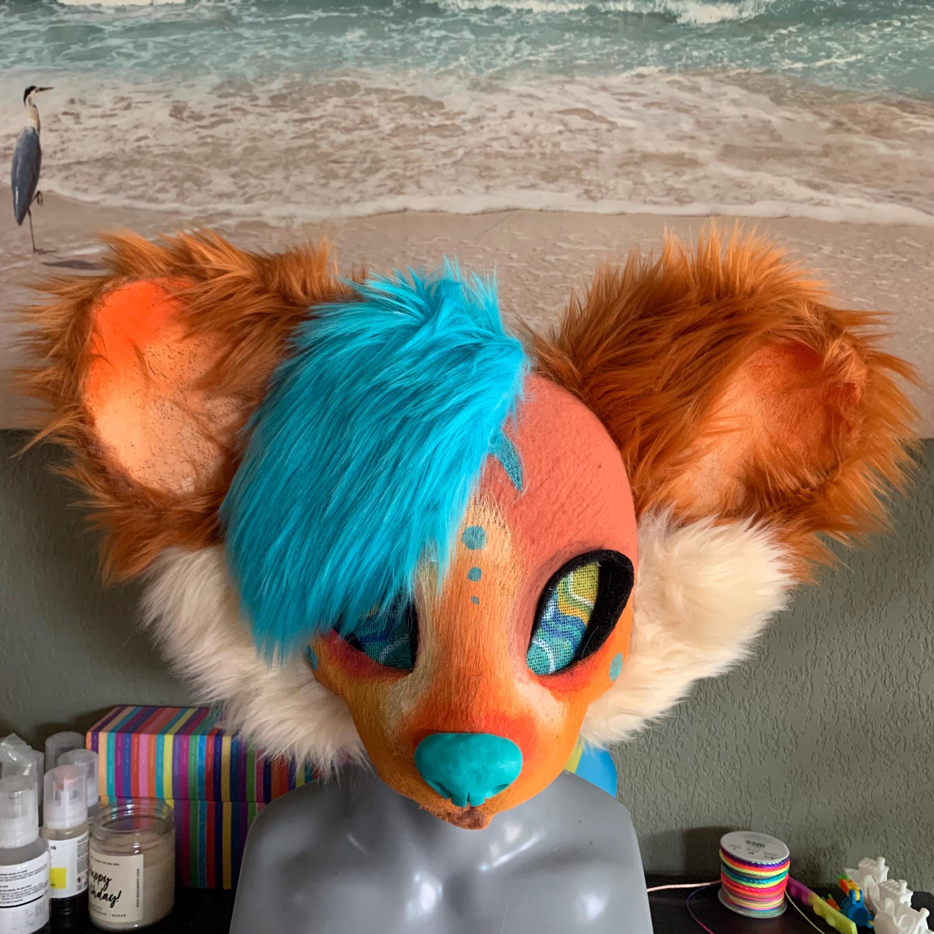 OOAK Turquoise Rust Full Face Fox Waterproof 3d Printed Costume Mask ...