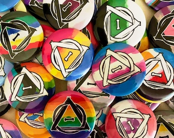 Watercolor LGBT+ Queer Therian Pride 2.5in Pinback Can Top Buttons