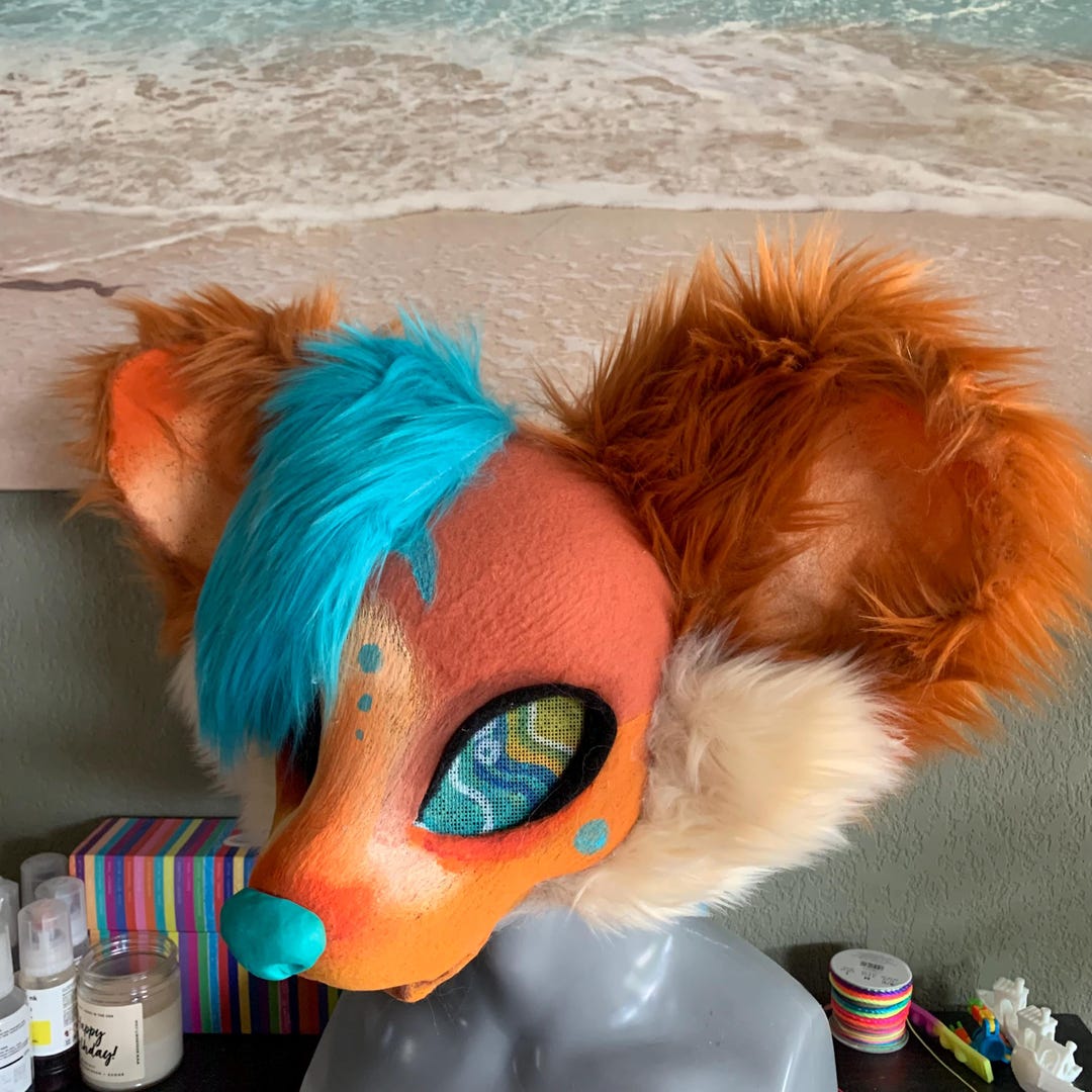 OOAK Turquoise Rust Full Face Fox Waterproof 3d Printed Costume Mask ...