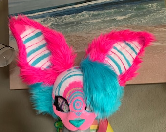 OOAK Waterproof 3d Printed Rave Bunny Costume Mask -- Therian, Furry, LARP, Renaissance Fair, Cosplay