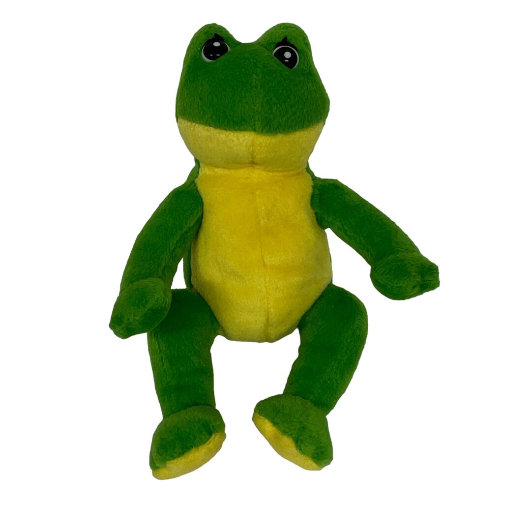 Kellytoy Camoflage Frog 13 Plush Green Yellow Camo Toad Stuffed