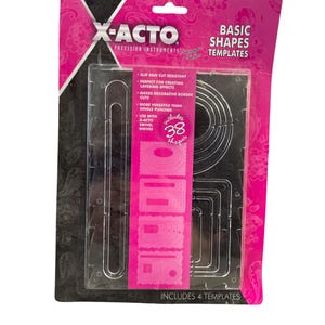Zestaw szablonów X-Acto Basic Shapes zawiera 4 szablony z 38 kształtami