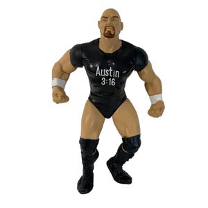 WWE Stone Cold Steve Austin 3:16 Action Figure Black Outfit 8" Tall Collectible