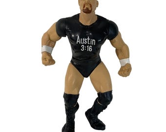 WWE Stone Cold Steve Austin 3:16 Action Figure Black Outfit 8&quot; Tall Collectible