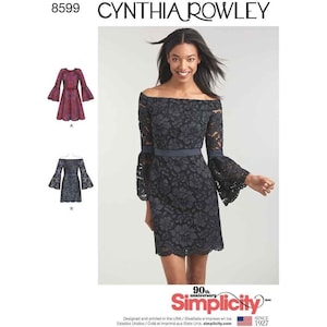 Patrón de costura Simplicity 8599 vestido manga acampanada Cynthia Rowley tamaños 4-12