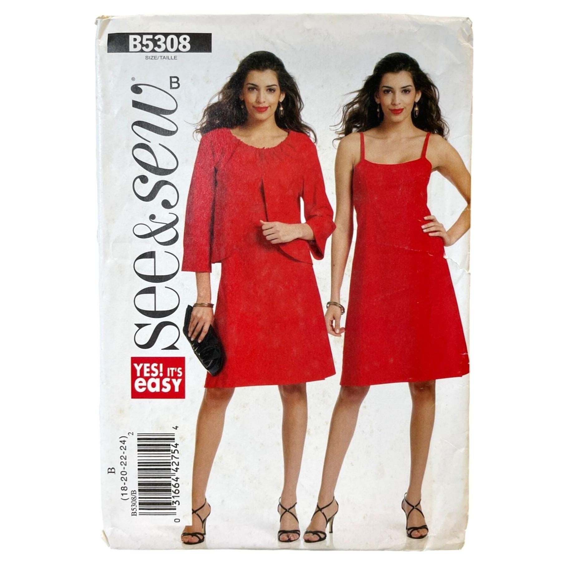 Butterick See and Sew Sewing Pattern 5308 Jacket Dress Misses Size 18 ...